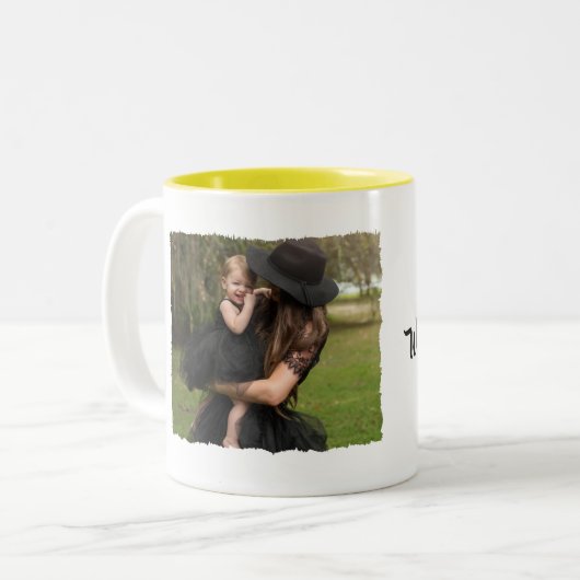 シックミニマリストモノグラムカスタム写真コラージュギフト ツートーンマグカップ (正面左)