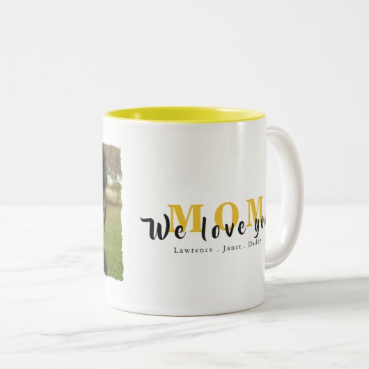 シックミニマリストモノグラムカスタム写真コラージュギフト ツートーンマグカップ (正面右)