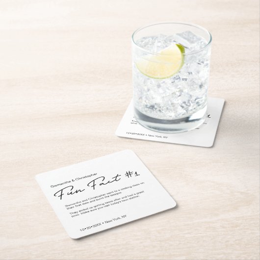 シックミニマリスト白黒おもしろいファ結婚クト スクエアペーパーコースター (インサイチュ)