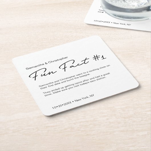 シックミニマリスト白黒おもしろいファ結婚クト スクエアペーパーコースター (アングル)