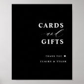 シックミニマルなカードとギフト黒の結婚サイン ポスター (正面)