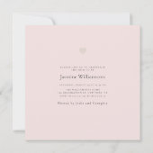 シックミニマルなピンクの写真の赤ちゃんシャワー 招待状 (裏面)