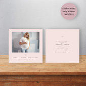シックミニマルなピンクの写真の赤ちゃんシャワー 招待状