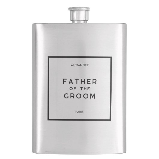 シックミニマルなフランスのモノクロの新郎の父親 フラスク (正面)