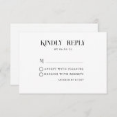 シックミニマルなブラックとウェディングRSVPカード 出欠カード (正面/裏面)