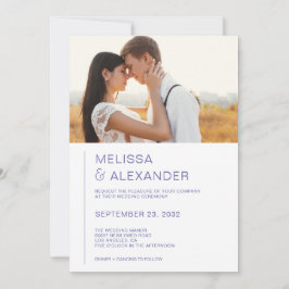 シックミニマルなペリウィンクル写真結婚式招待状 招待状