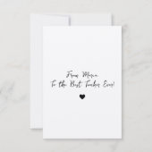 シックミニマルな先生の感謝の詩 サンキューカード (裏面)