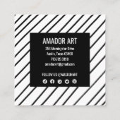 シックミニマルな手作りラインブラック&ホワイトソーシャル 割引カード (裏面)