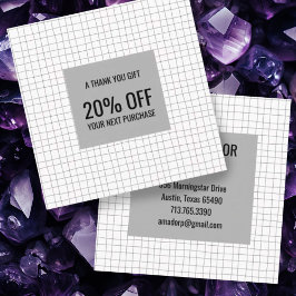 シックミニマルな手作り鉛筆線グリッド 割引カード