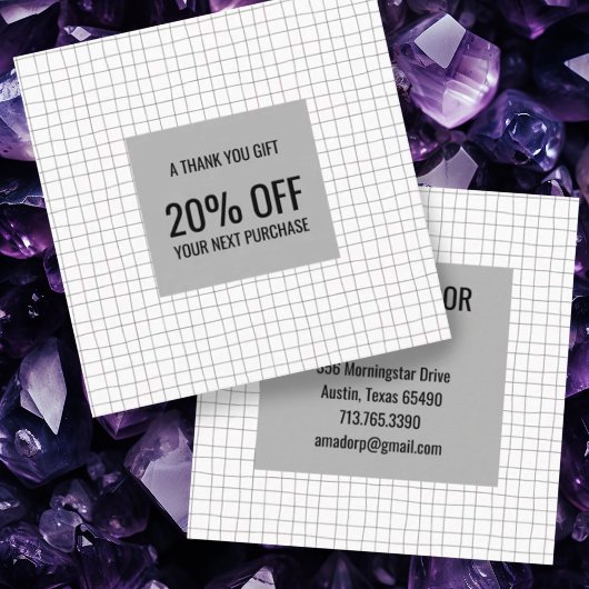 シックミニマルな手作り鉛筆線グリッド 割引カード