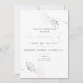 シックミニマルな淡い色のピンクと木炭の花 招待状 (正面)