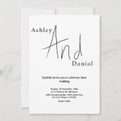 シックミニマルな白黒の書道結婚の 招待状 (正面)
