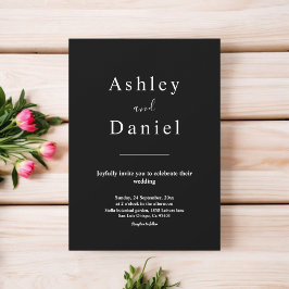 シックミニマルな白黒フォーマル結婚の 招待状