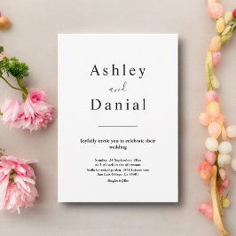 シックミニマルな白黒フォーマル結婚の 招待状