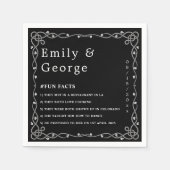 シックミニマルな白黒モダンフローラ結婚 スタンダードカクテルナプキン (正面)