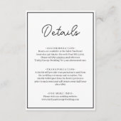 シックミニマルな黒と白のエレガントな結婚式 エンクロージャーカード (正面)