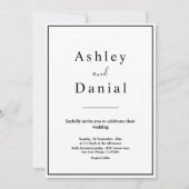 シックミニマルな黒と白のエレガントな結婚式 招待状 (正面)