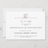 シックミニマルな3枚の写真コラ結婚ージ セーブザデート (裏面)