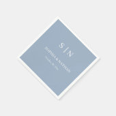 シックミニマルな |ほこりっぽい青と白結婚色 スタンダードカクテルナプキン (角)