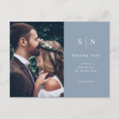 シックミニマルな |ほこりっぽい青の写真に白 ポストカード (正面)