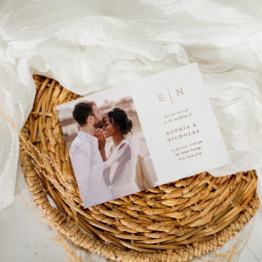 シックミニマルな エレガント| 2枚の写結婚真 箔招待状