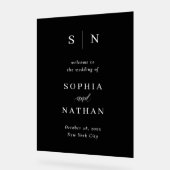 シックミニマルな |ダークブラック結婚の歓迎 アクリルサイン (傾斜)