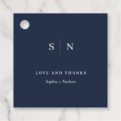 シックミニマルな |ネイビーブルー結婚ズ フェイバータグ (正面)