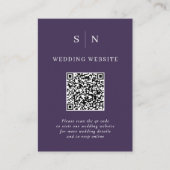 シックミニマルな |パープルQRコー結婚ド エンクロージャーカード (正面)