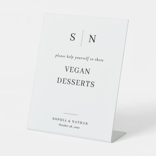 シックミニマルな |ビーガンデザート結婚ズ 台座サイン (正面)