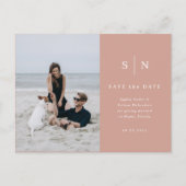 シックミニマルな |フォトウェディング日付を保存 ポストカード (正面)