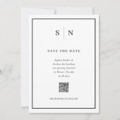 シックミニマルな |フォトバックとQRコード結婚s セーブザデート (正面)