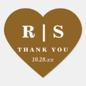 シックミニマルな | ブラウン結婚モノグラム精液 ハートシール (正面)