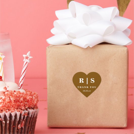 シックミニマルな | ブラウン結婚モノグラム精液 ハートシール (パーティー)