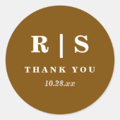 シックミニマルな | ブラウン結婚モノグラム精液 ラウンドシール (正面)