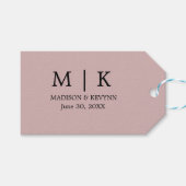 シックミニマルな |ブラックとピンク結婚ズ ギフトタグ (正面(横))