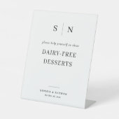 シックミニマルな |乳製品フリー結婚デザート 台座サイン (正面)