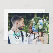 シックミニマルな |写真の結婚式の日付の保存 インビテーションポストカード (正面/裏面)