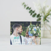 シックミニマルな |写真の結婚式の日付の保存 ポストカード (スタンド正面)