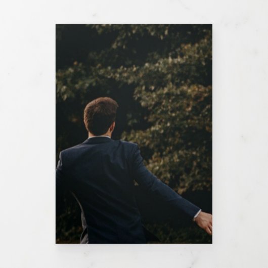 シックミニマルな |写真の結婚式の日付の保存 三つ折り招待状 (カバー)