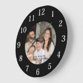 シックミニマルな | 写真カスタムと家族の名前 ラージ壁時計 (傾斜)