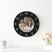 シックミニマルな | 写真カスタムと家族の名前 ラージ壁時計 (ホーム)