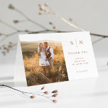 シックミニマルな |写真ボホ結婚ズ サンキューカード<br><div class="desc">これらのエレガントは、モダンあなたのカードを畳み結婚た感謝していは、あなたの個人的な写真とミニマルスタイルを醸し出すのボーホテラコッタと白を特徴としている。イニシャルやモノグラムを追加して完全に自分のものにする。</div>
