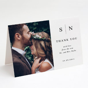シックミニマルな  写真結婚の サンキューカード