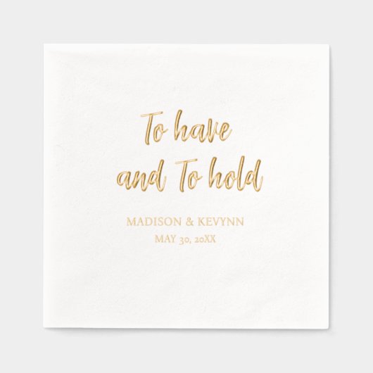 シックミニマルな | 持って持って結婚いる 箔ナプキン (正面)