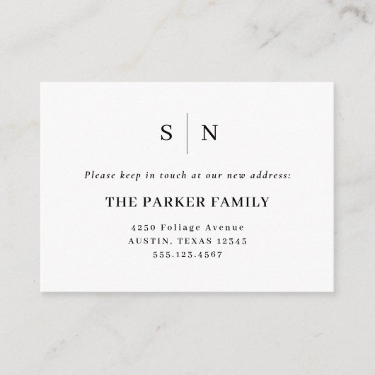 シックミニマルな |新しいアドレスの挿入 エンクロージャーカード (正面)