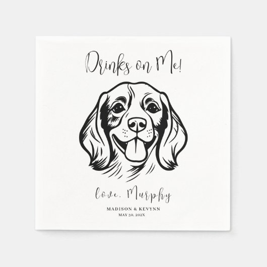 シックミニマルな | 犬結婚のナプキン スタンダードカクテルナプキン (正面)