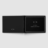 シックミニマルな |白と黒縁ど結婚の ゲストブック (全面)