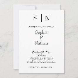 シックミニマルな |白結婚色 招待状