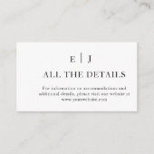 シックミニマルな |白黒の結婚詳細 エンクロージャーカード (正面)