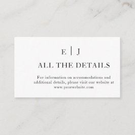 シックミニマルな |白黒の結婚詳細 エンクロージャーカード